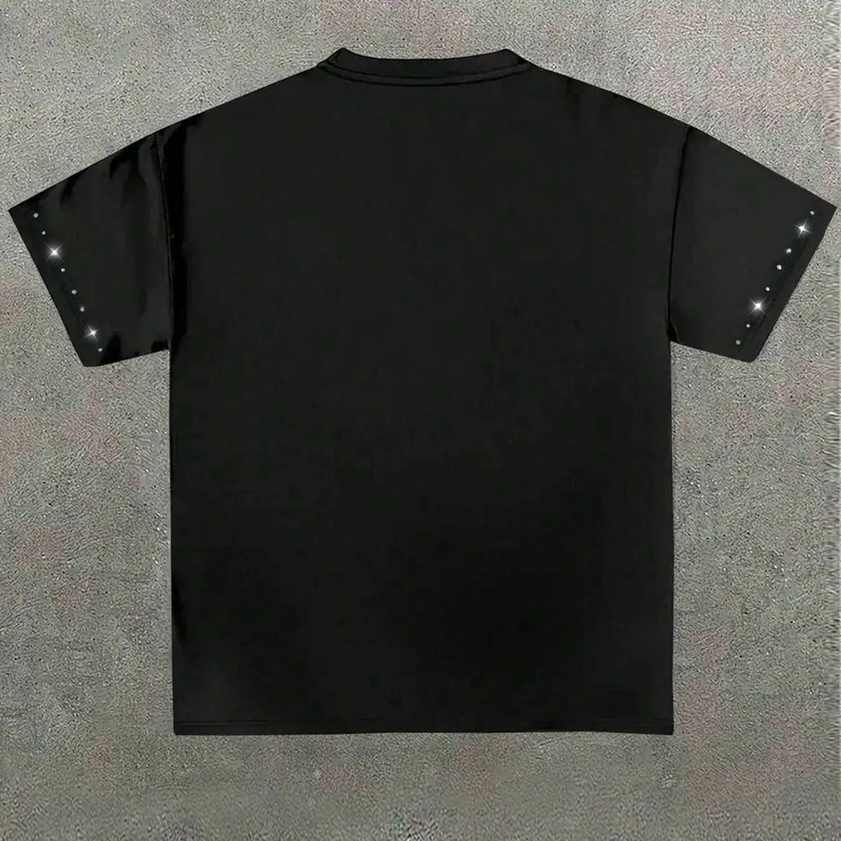 Men's Blessed Rhinestone-Collar Cotton T-Shirt, Fashion Dark Angel Graphic Print Round-Neck Top, Casual Streetwear, Vintage Retro Style Short-Sleeve Shirt, Casual Graphic Tee