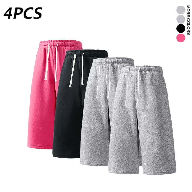 4PCS Men’s 7-Inch Casual Sweat Shorts + Free Socks, Loose Drawstring Workout Shorts, Multicolor,summervibes