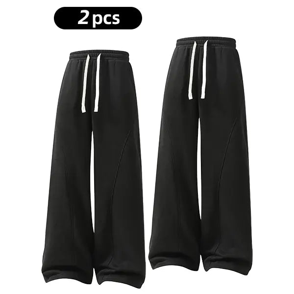 summervibes Men's Solid-Color Drawstring Pants with Curved Blade Design—relaxed fit suitable for all seasons. Street-style men's trousers perfect for everyday wear and layering. Menswear Beige daily wear pant