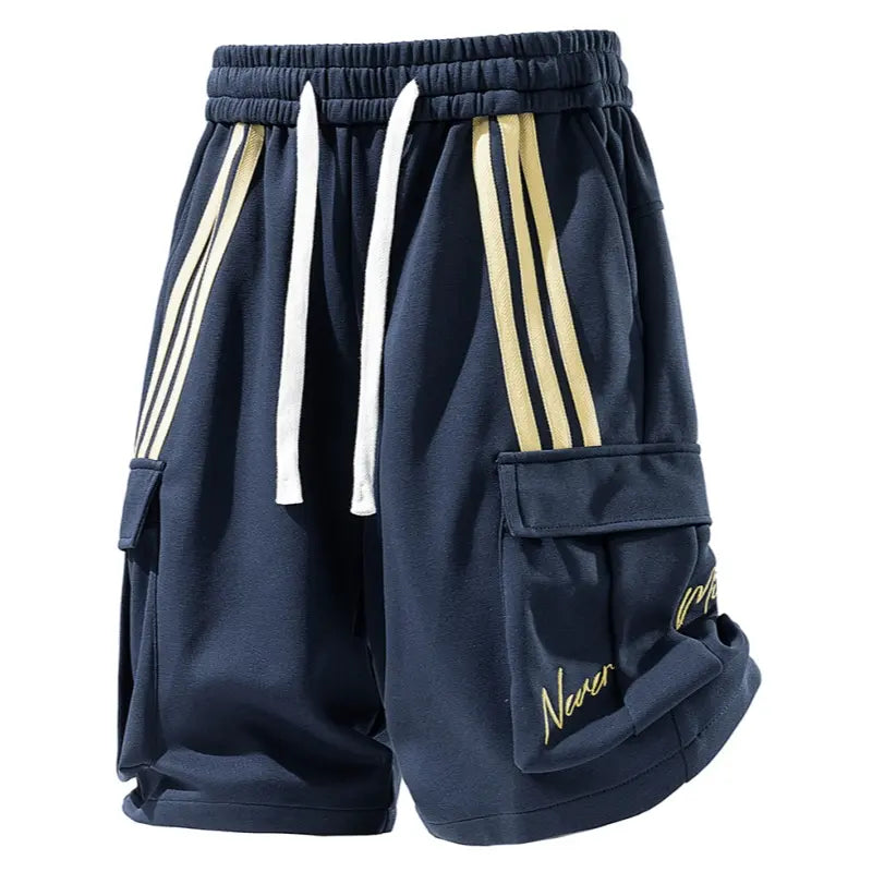 Men's Loose-Fit Color-Block Stripes Streetwear Shorts - Casual Straight Fit, Drawstring, Pockets, Breathable Fabric, Activewear, Men's Clothing, Party Mens Bottoms
