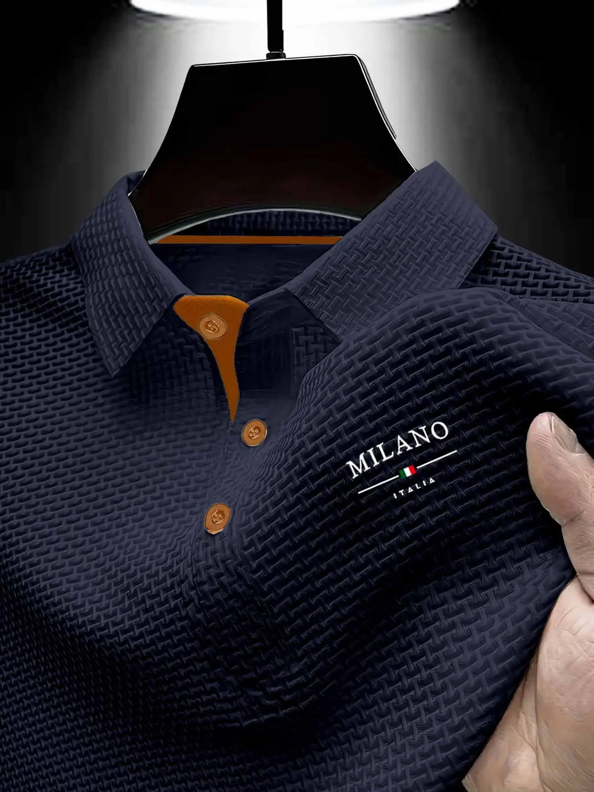Y314milano Men's Summer Polo Shirt, Casual Polo Shirts, Knitted Shirt, Quick-Dry Breathable Geometric Pattern, Slim-Fitting Casual Sporty Top, Essential Men's Clothing