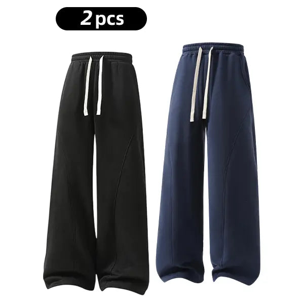 pants men sweatpants Men's Solid Thermal Lined Drawstring Oversize WaistPants,Casual Comfy Loose Fitting Trousers for Fall &Winter, Men's Bottoms for Daily Wear, Relaxed Fit, fleece sweatpants，school season
