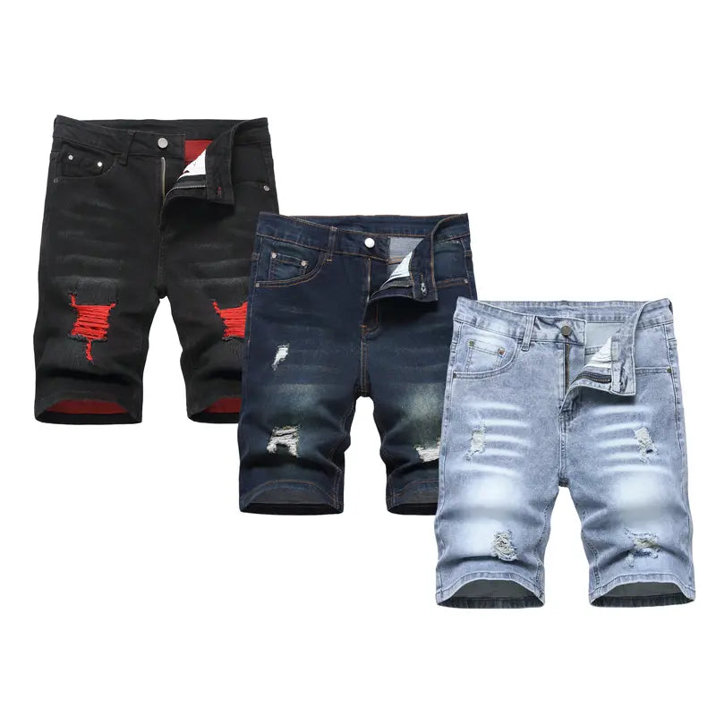 JUNBAOSS Men's Multi Pack Slim Fit Stretch Denim Shorts Ripped Skinny Jean Shorts for Men,Fashion Straight Comfort Flex Waist Short Jean