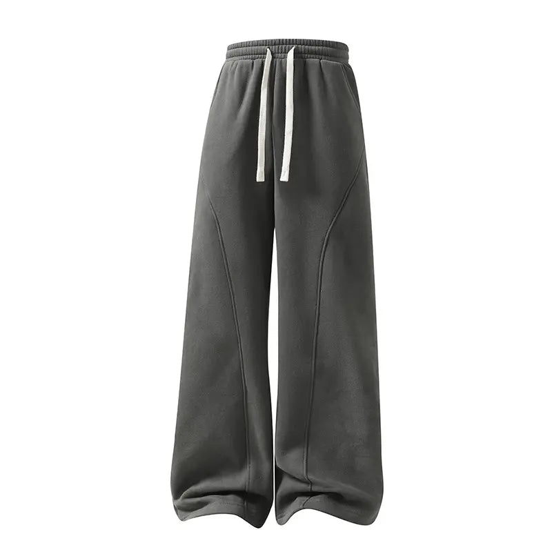 pants men sweatpants Men's Solid Thermal Lined Drawstring Oversize WaistPants,Casual Comfy Loose Fitting Trousers for Fall &Winter, Men's Bottoms for Daily Wear, Relaxed Fit, fleece sweatpants，school season