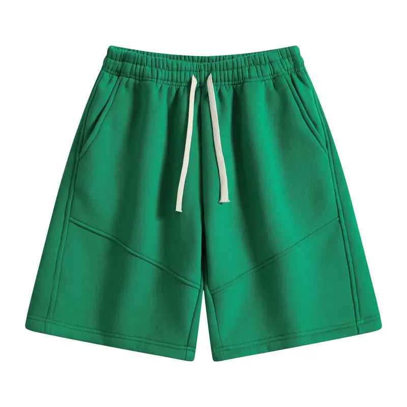 Men's Soft Elastic Cotton Knit Shorts - Retro Street Style, Loose Fit, Adjustable Drawstring Waistband, Casual Menswear for Lounging, Workouts