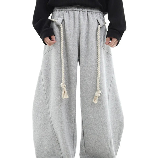 Men's Fashion Wide-Leg Baggy Knit Pants, Casual Loose-Fit Long Trousers, American Street Style, Lightweight, All Seasons Trousers, Perfect Gift for Him