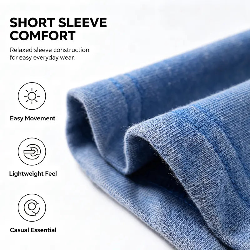 Men’s Retro Street Style Lightweight Cotton Short-Sleeve T-Shirt - Palm Tree Print, Washed Distressed Design, Good Graphic Tees - Suitable for Casual Wear, Sports - Ideal Summer Gifts for Him, Tops, Shortsleeve