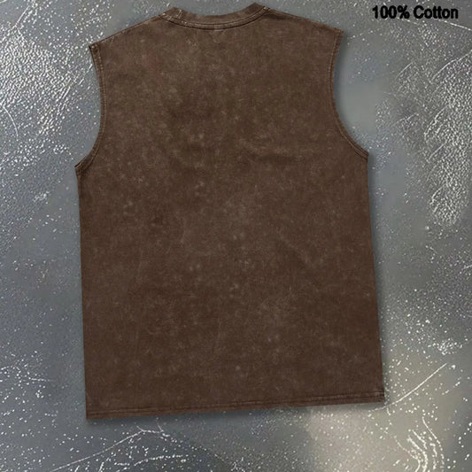 Men's Casual Vest, Vintage Filter, Angel Line Draft, Cracked Heart, Splattered Letters, Soft Cotton, Daily Use, Travel Essential