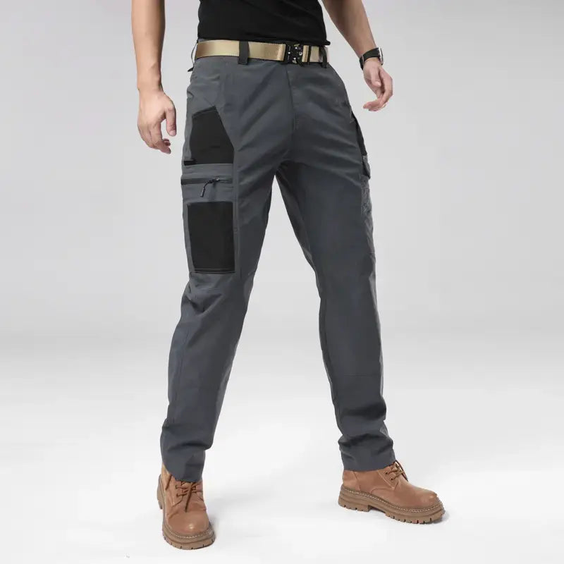 4-pack men’s tactical cargo pants with multiple pockets, durable fabric, perfect for outdoor activities and casual wear; work pants (no belt).