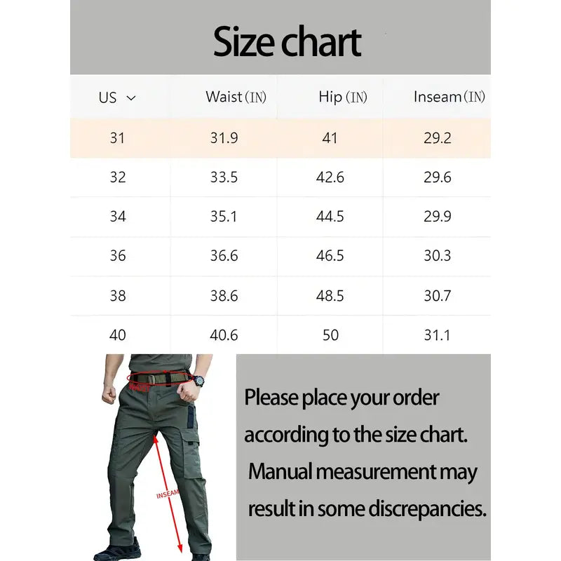 Men's Cargo Pants - Menswear, Regular Fit, Durable Waterproof Utility-Military Style, Multi-Zippered Pocket, Belt-Free, Camo Print Option for Outdoor Training/Work Autumn Wear with Cargo Pants Vibes