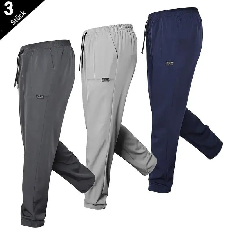 Men's 5 Piece Stylish Classic Casual Pants Set High Stretch Composite Fabric, Plain Regular Fit, Elastic Drawstring Waist, All Season Sporty Chic Clothes, Ideal for Daily Wear, Father's Day Gifts, Basics