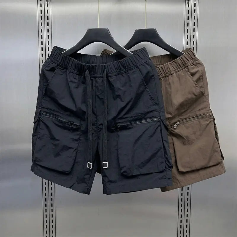 Men’s Japanese Retro 3-Pack Cargo Shorts Set - Streetwear Casual Bottoms, Multiple Pockets, Baggy, Lightweight, Above-Knee, Loose Straight Leg, Summer Everyday Wear, Retro Cargo Energy