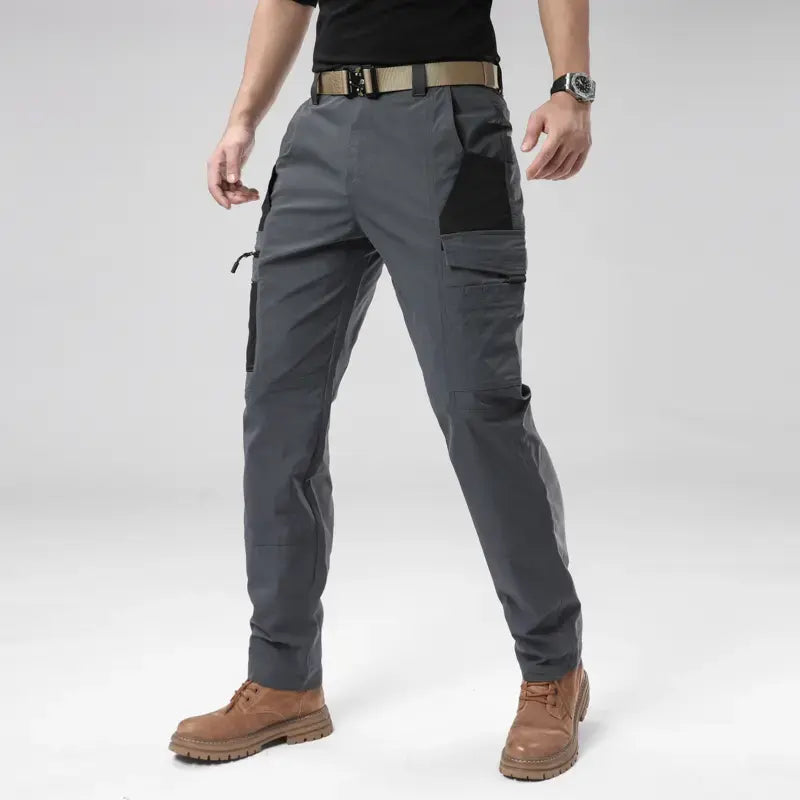 4-pack men’s tactical cargo pants with multiple pockets, durable fabric, perfect for outdoor activities and casual wear; work pants (no belt).