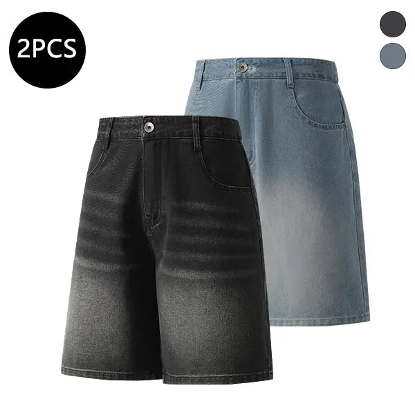 5-Pack Men’s Summer Knee-Length Denim Shorts — Trendy High-Street/Streetwear Athletic Casual Loose Fit, Ideal for Fitness and Running
