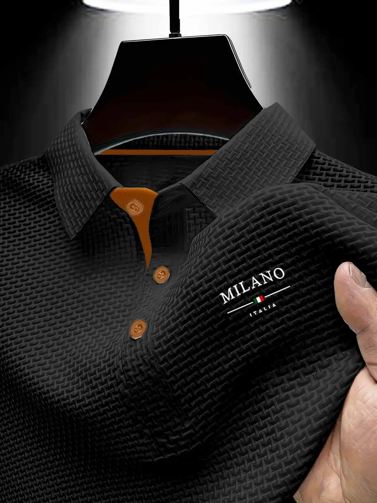 Y314milano Men's Summer Polo Shirt, Casual Polo Shirts, Knitted Shirt, Quick-Dry Breathable Geometric Pattern, Slim-Fitting Casual Sporty Top, Essential Men's Clothing