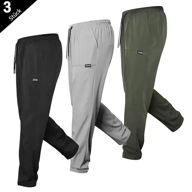 Men's 5 Piece Stylish Classic Casual Pants Set High Stretch Composite Fabric, Plain Regular Fit, Elastic Drawstring Waist, All Season Sporty Chic Clothes, Ideal for Daily Wear, Father's Day Gifts, Basics