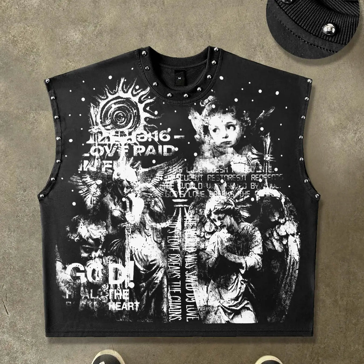Short vest, loose fit, men's and women's American retro Y2K vest, angel printed vest, street fashion brand casual vest, Vest Tops