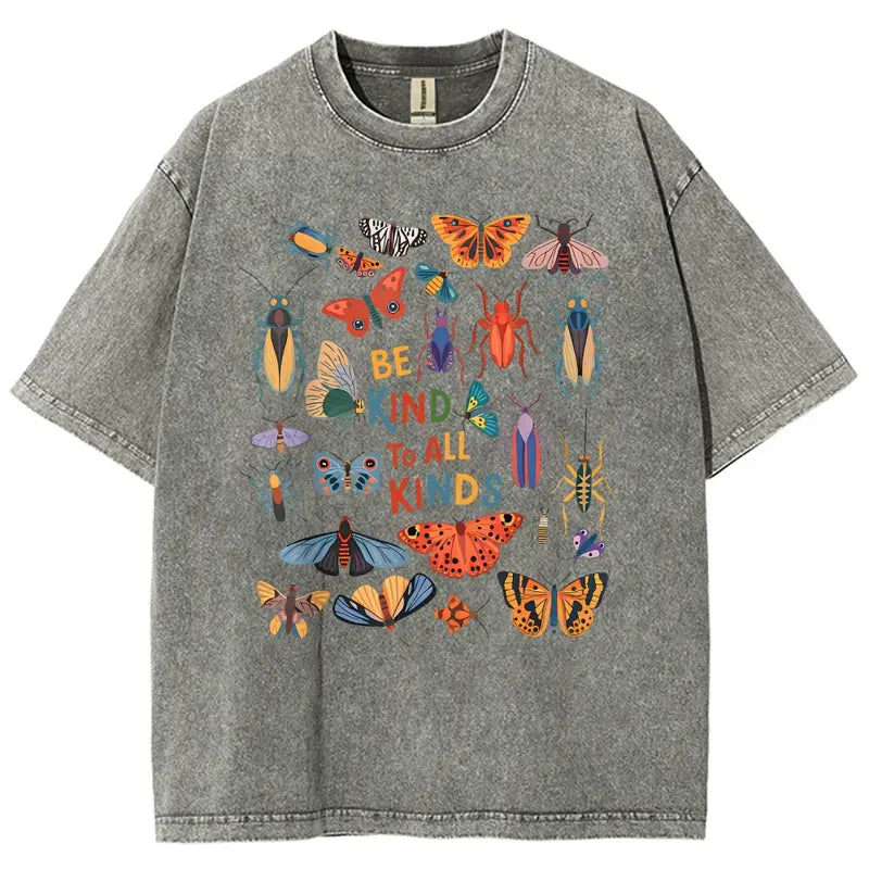 Men's Cotton Tshirt - Vintage 90s "Be Kind To All Kinds Insect Bugs" Graphic Top, Oversized Trendy Menswear Streetwear, Casual Vacation Outfit