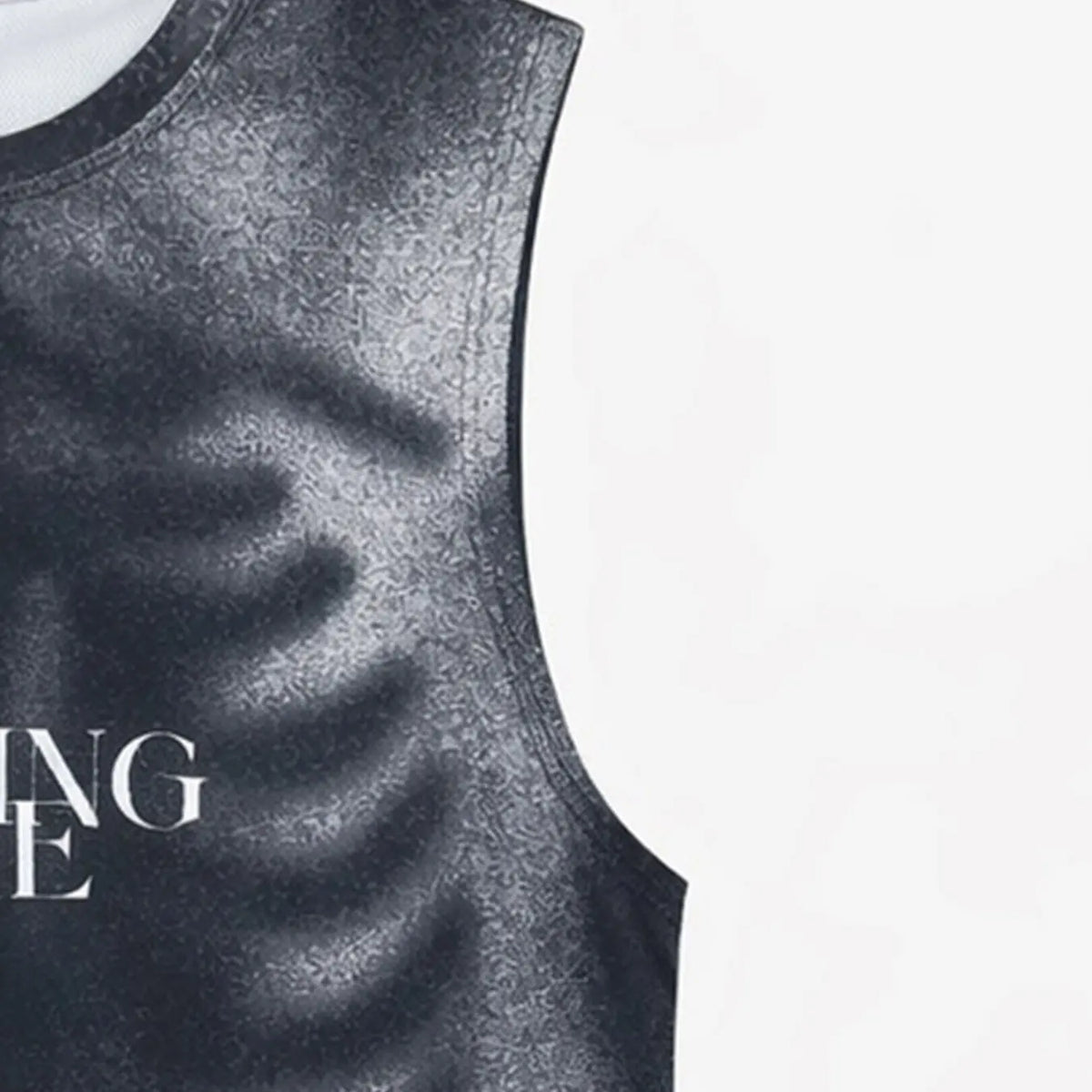 Men's Fashion Streetwear Digital Print Full-Body Graphic Vest, Wide Shoulder Design, Casual Loose-Fitting Top, No Collar, No Button, No Zipper