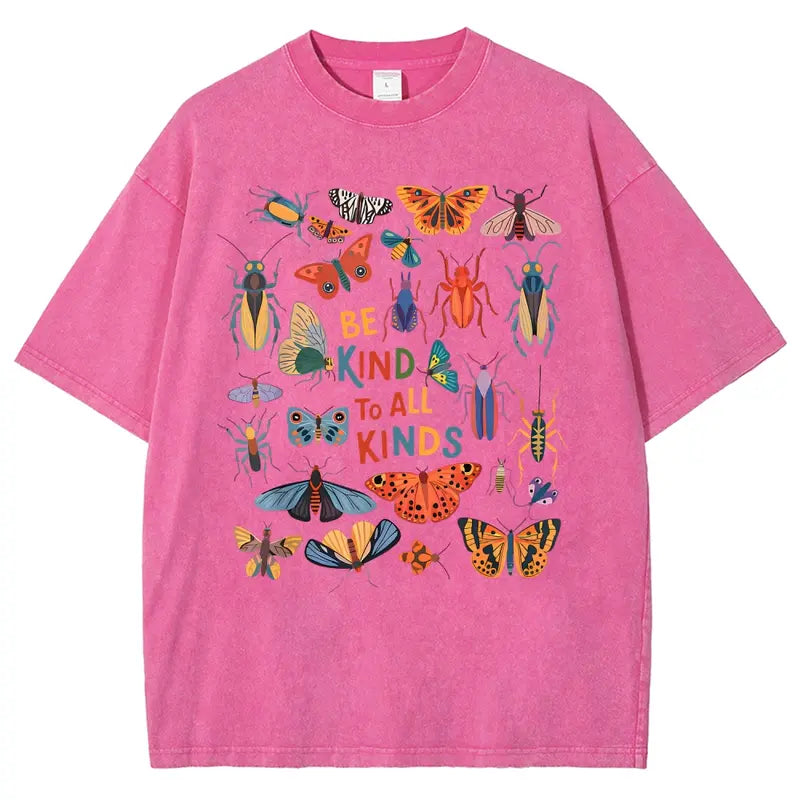 Men's Cotton Tshirt - Vintage 90s "Be Kind To All Kinds Insect Bugs" Graphic Top, Oversized Trendy Menswear Streetwear, Casual Vacation Outfit