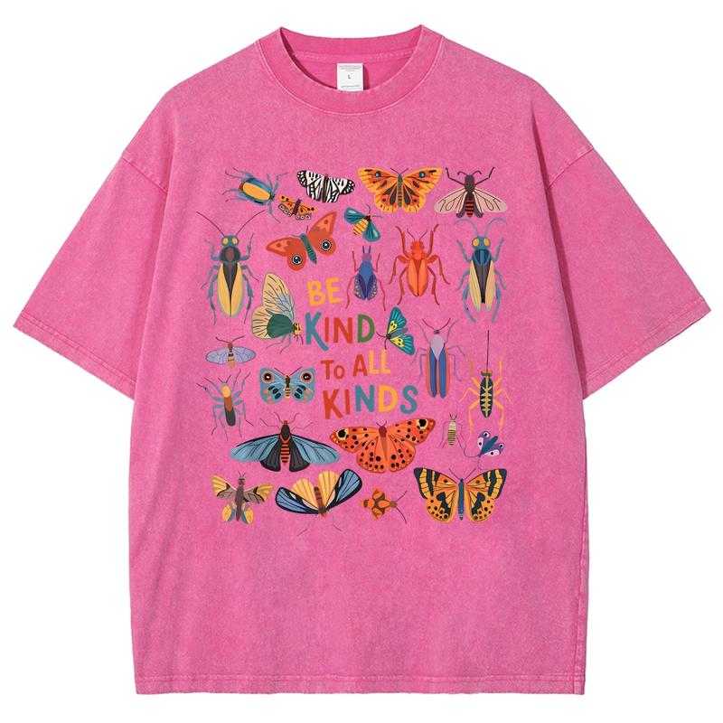 Men's Cotton Tshirt - Vintage 90s "Be Kind To All Kinds Insect Bugs" Graphic Top, Oversized Trendy Menswear Streetwear, Casual Vacation Outfit