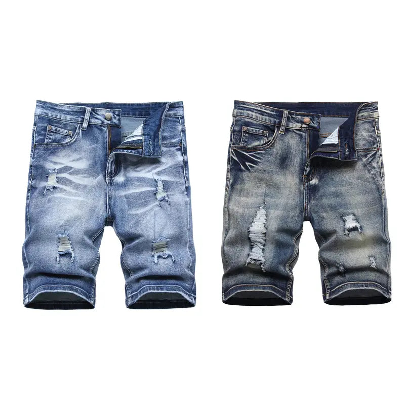 JUNBAOSS Men's Multi Pack Slim Fit Stretch Denim Shorts Ripped Skinny Jean Shorts for Men,Fashion Straight Comfort Flex Waist Short Jean