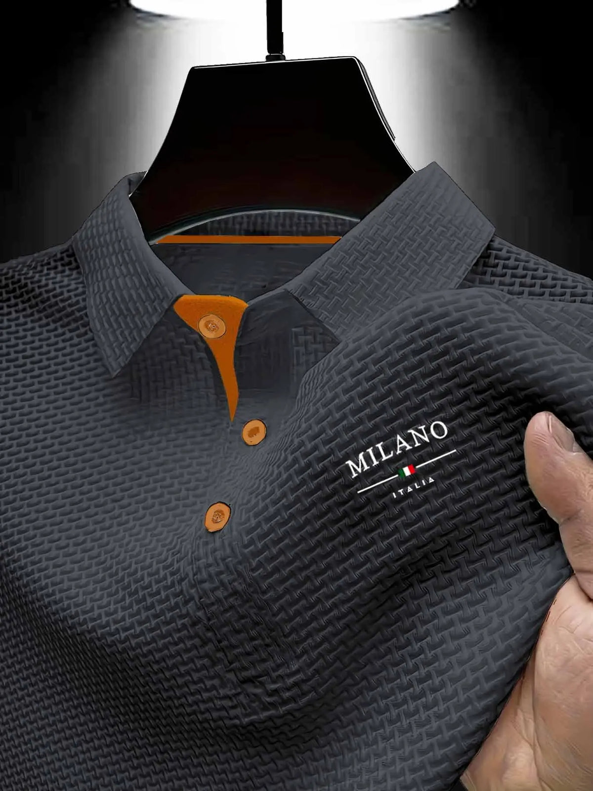 Y314milano Men's Summer Polo Shirt, Casual Polo Shirts, Knitted Shirt, Quick-Dry Breathable Geometric Pattern, Slim-Fitting Casual Sporty Top, Essential Men's Clothing