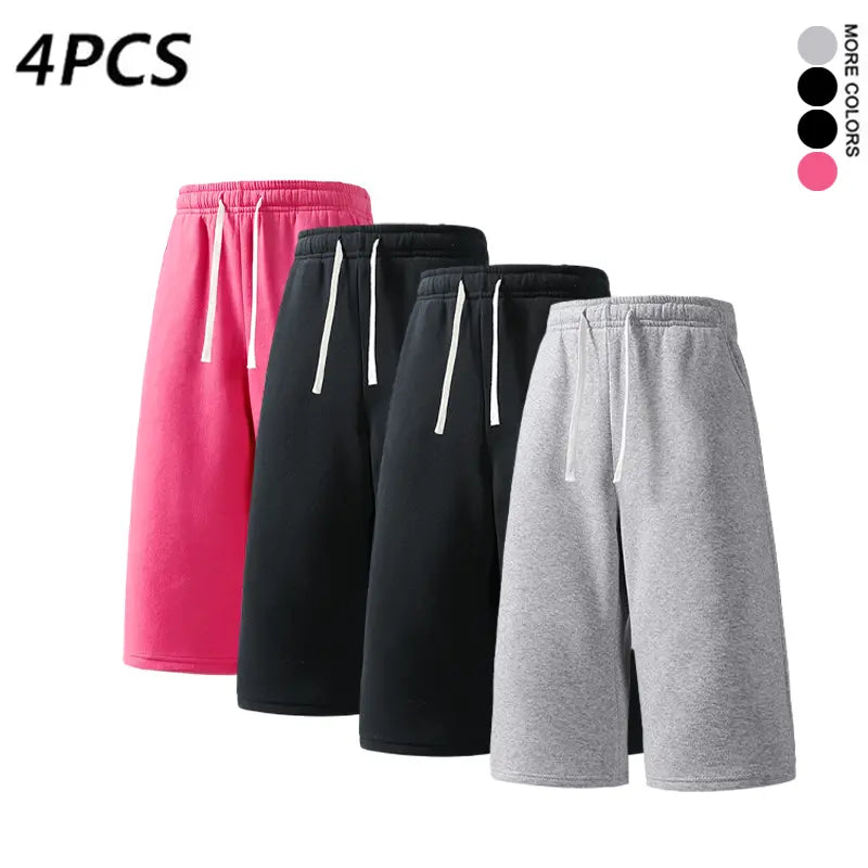 4PCS Men’s 7-Inch Casual Sweat Shorts + Free Socks, Loose Drawstring Workout Shorts, Multicolor,summervibes