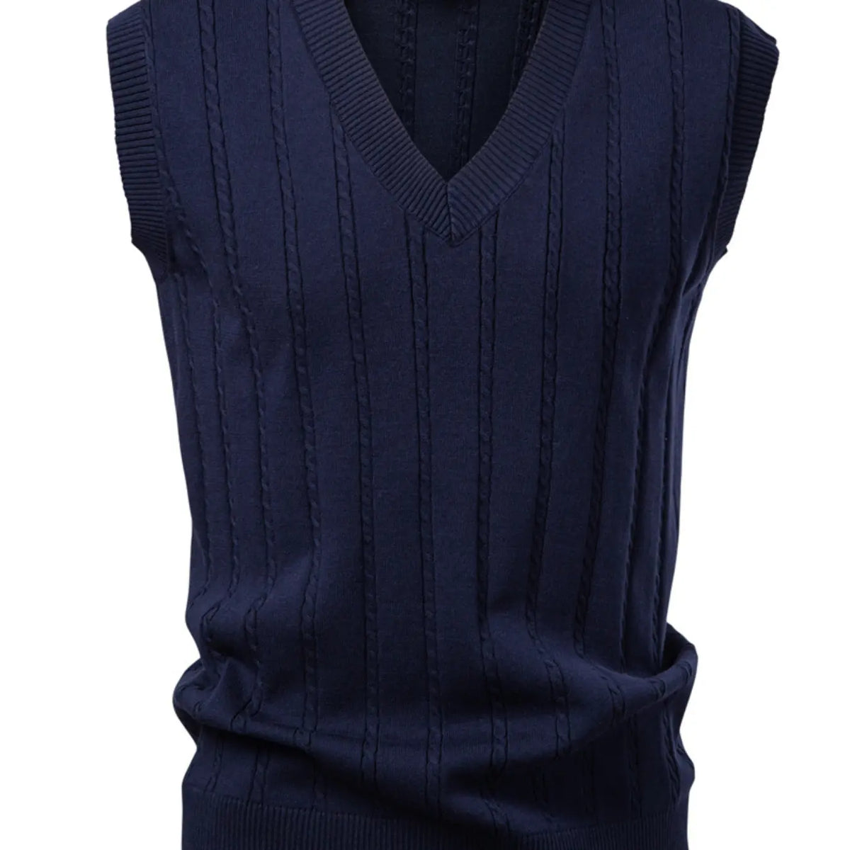 Men's V Neck Sleeveless Sweater Vest, Casual Comfy Vests, Sweaters Vest, Menswear, Casual Thick Knit Top for Fall & Winter, Regular Length Fitted Design, Perfect for Daily Wear