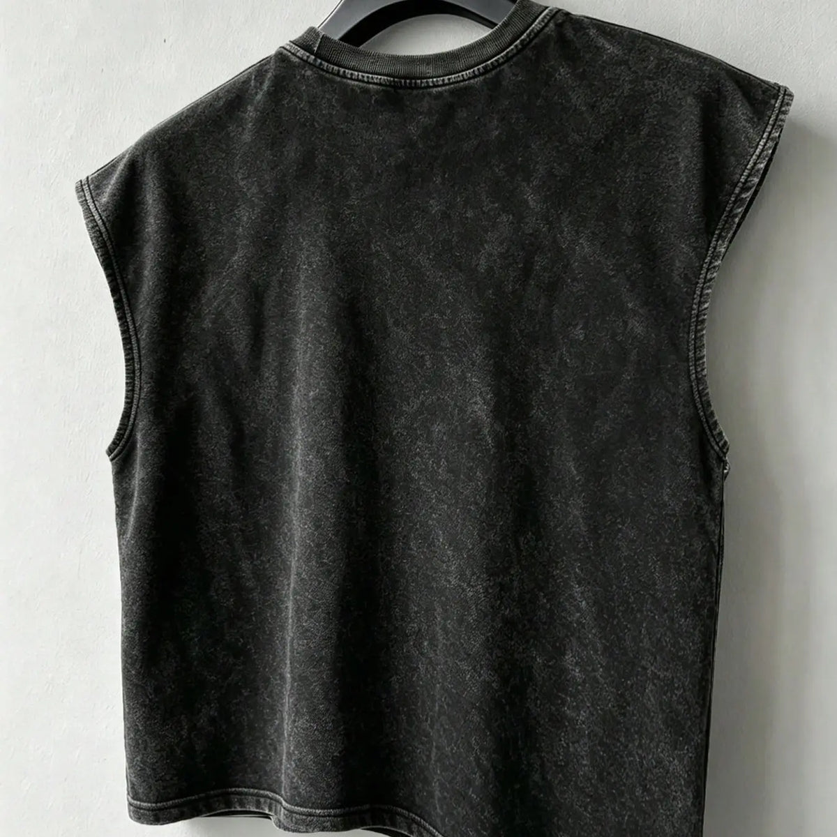 Unisex Raw Wash Cotton Sleeveless Top, H-Type Loose Fit, Short Casual Wear, Y2K Street Style, Graphic Print, No Collar, No Button, No Zipper