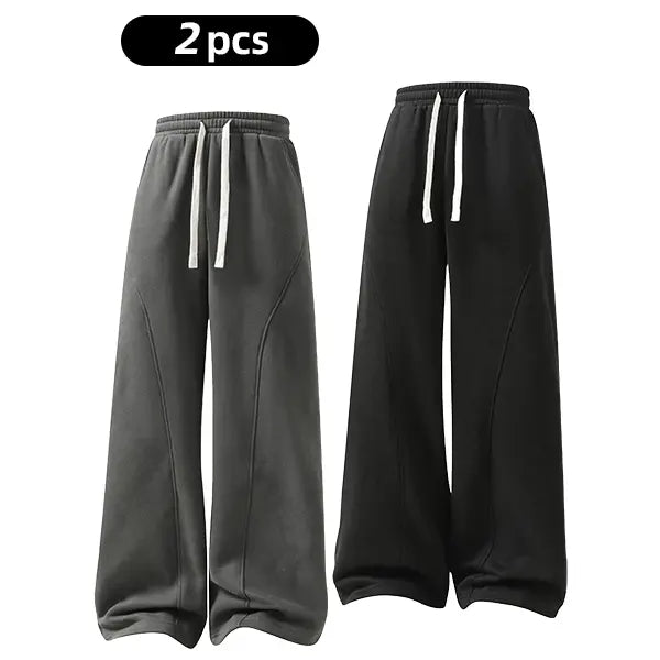 summervibes Men's Solid-Color Drawstring Pants with Curved Blade Design—relaxed fit suitable for all seasons. Street-style men's trousers perfect for everyday wear and layering. Menswear Beige daily wear pant