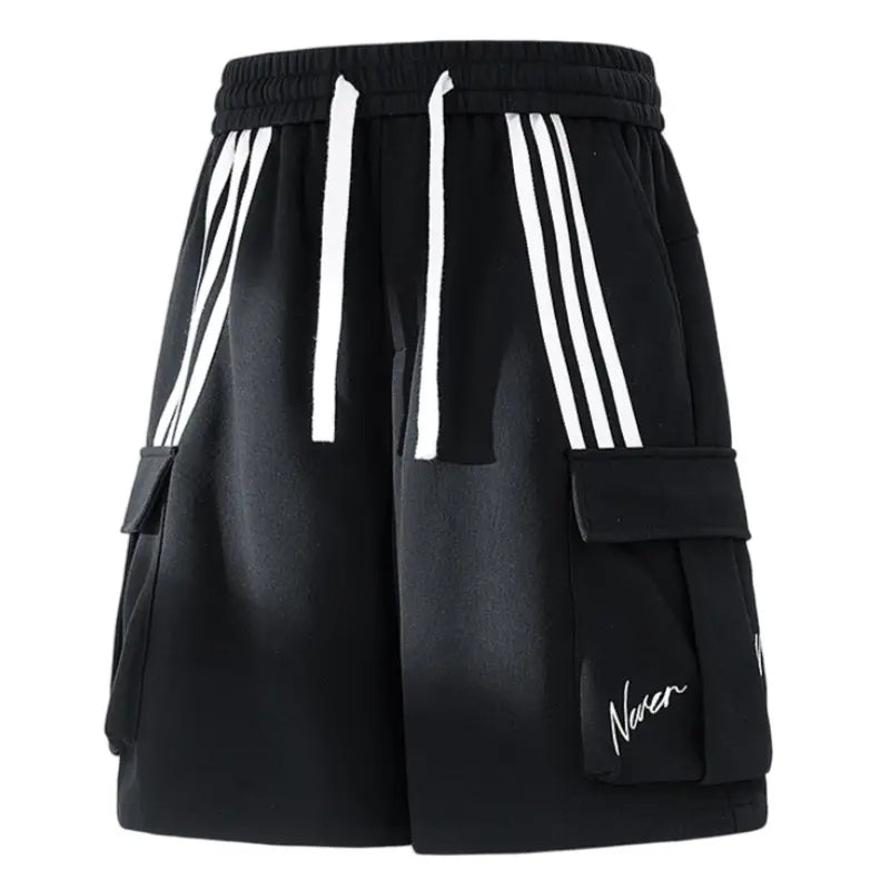 Men's Loose-Fit Color-Block Stripes Streetwear Shorts - Casual Straight Fit, Drawstring, Pockets, Breathable Fabric, Activewear, Men's Clothing, Party Mens Bottoms