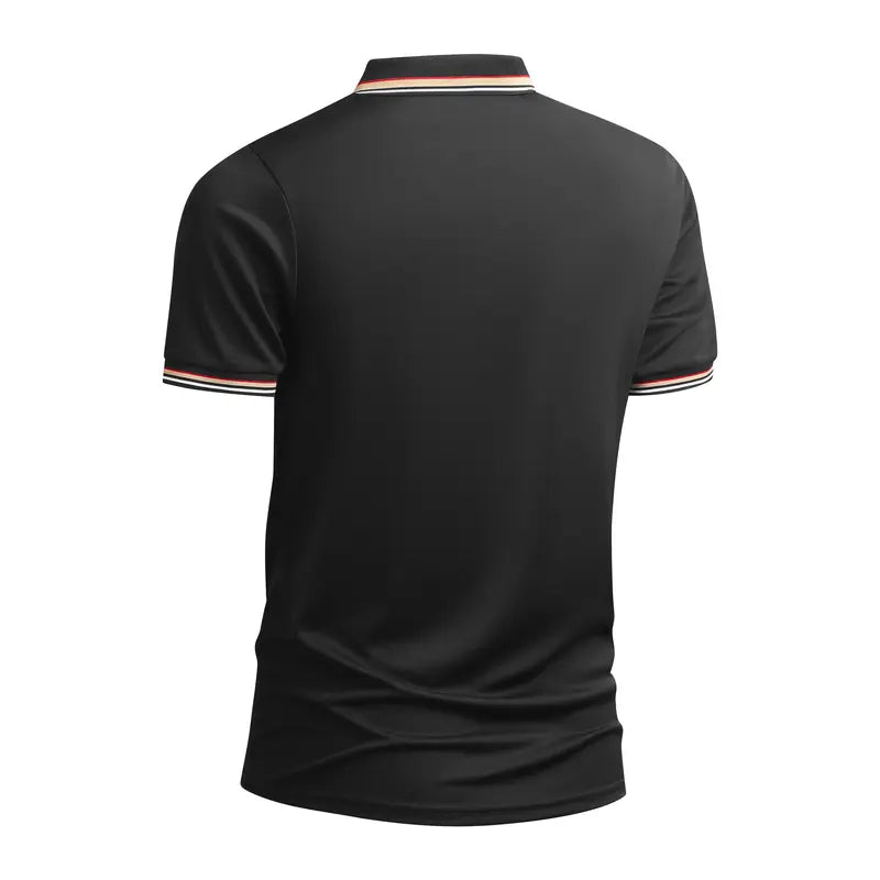 3-pack men's polo shirts with striped collar and cuffs, available in multiple color combinations, perfect for business and casual wear