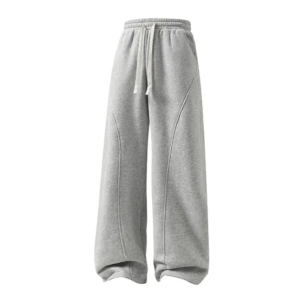 summervibes Men's Solid-Color Drawstring Pants with Curved Blade Design—relaxed fit suitable for all seasons. Street-style men's trousers perfect for everyday wear and layering. Menswear Beige daily wear pant