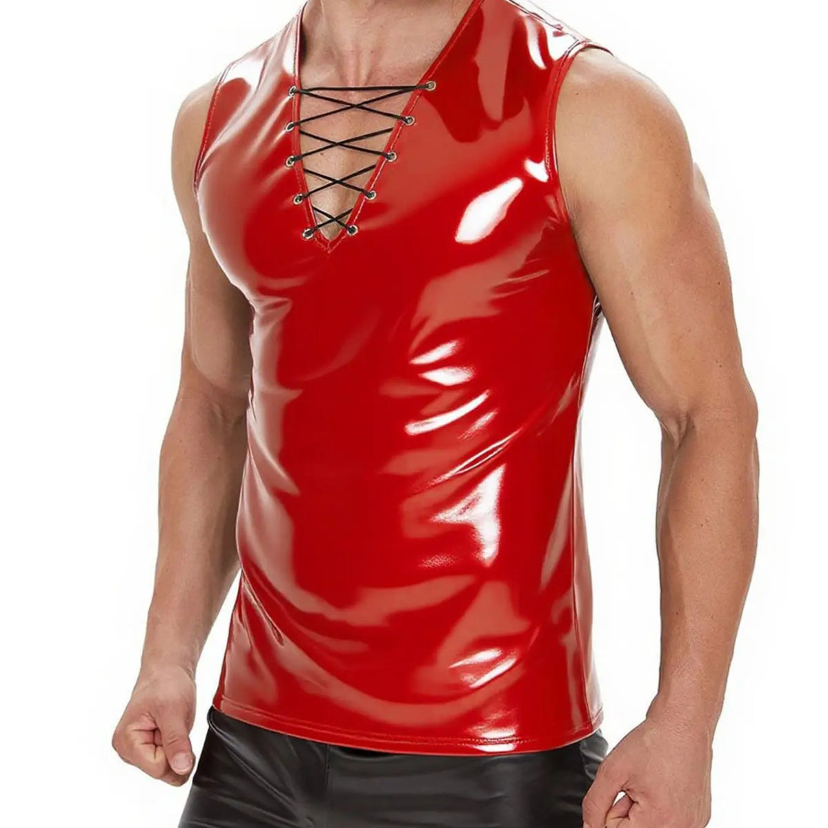 Men's Sleeveless Half-Zip Pull-On Slim Fit Elastic Nightclub Top, Comfortable and Stylish, Perfect for Evening