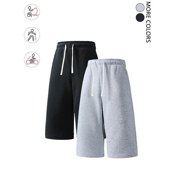 4-pack summer streetwear shorts—comfortable, loose 7/8 length for travel; loose casual athletic pants for everyday wear; classic men’s pants suitable for daily wear and summer vacations.