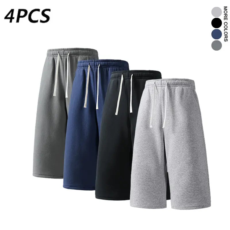 4PCS Men’s 7-Inch Casual Sweat Shorts + Free Socks, Loose Drawstring Workout Shorts, Multicolor,summervibes