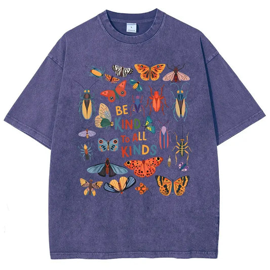 Men's Cotton Tshirt - Vintage 90s "Be Kind To All Kinds Insect Bugs" Graphic Top, Oversized Trendy Menswear Streetwear, Casual Vacation Outfit