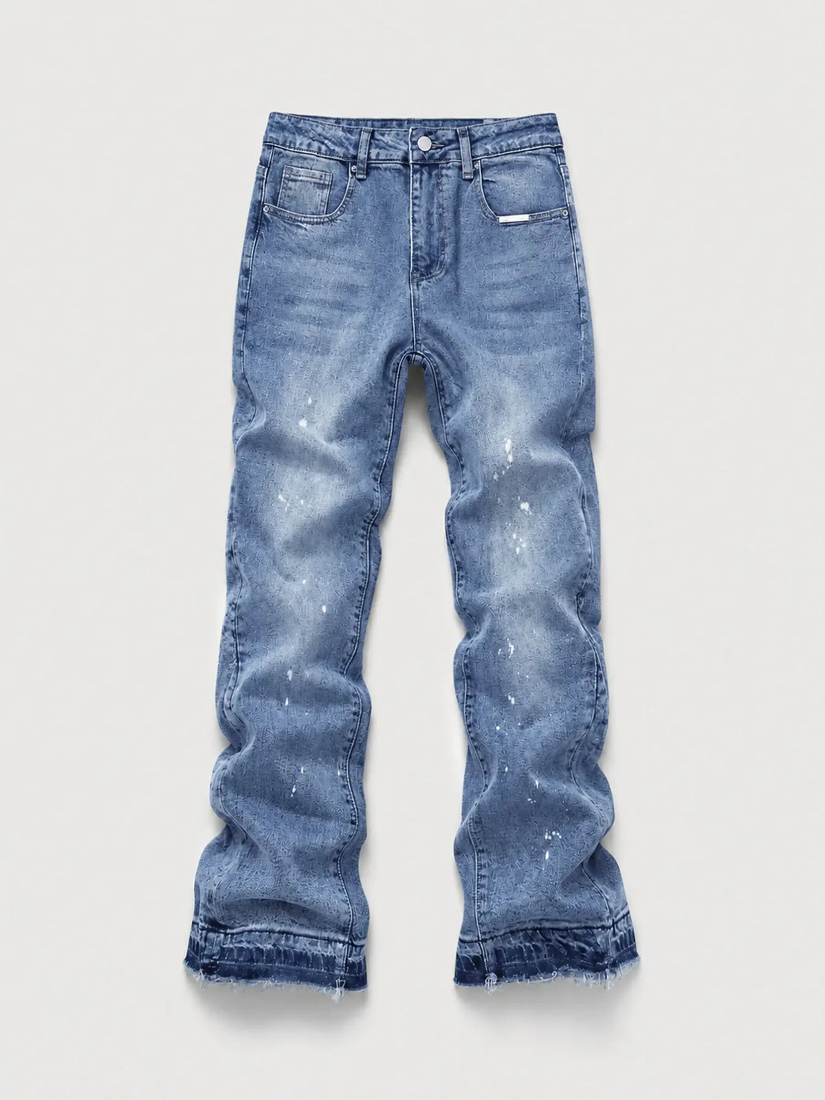 Men's Micro Flare Jeans, Loose-Fitting Button Fly Denim Pocket, Solid Color Y2K Streetwear Style, All-Season Wear, Washed Fabric, Patchwork Design, Hip Hop Jeans