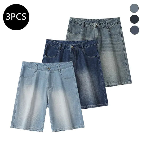 Men’s summer mid-thigh denim shorts — trendy streetwear shorts for summer, casual loose fit, versatile men’s pants