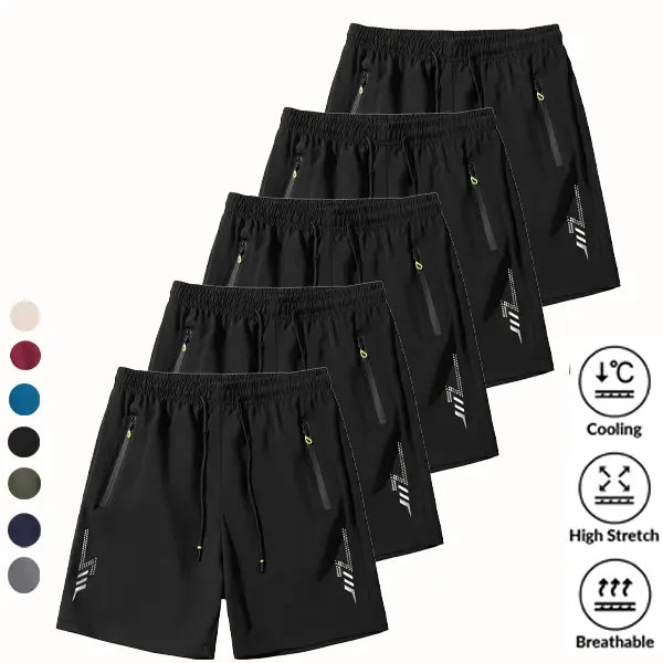 SpringStatements Menswear Men's 5-Pack Knitting 3-Quarter Activewear Shorts - Tropical Beige, Breathable, Comfortable, Secure Zipper Pockets, Above the Knee, Father's Day Gifts