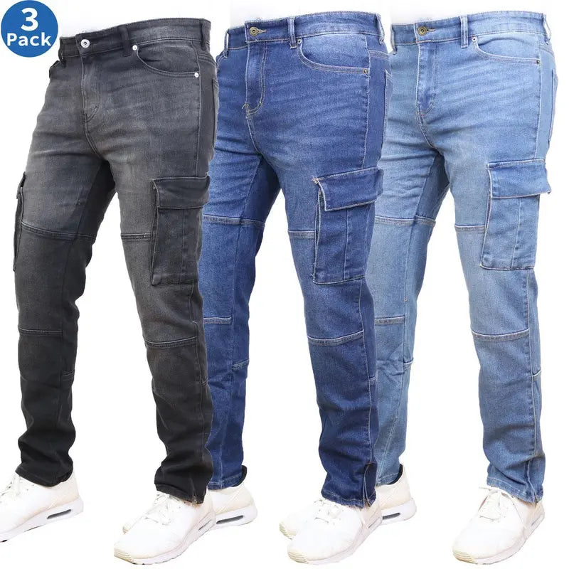 Men's Multi Pack Stretch Cargo Pocket Jeans -
