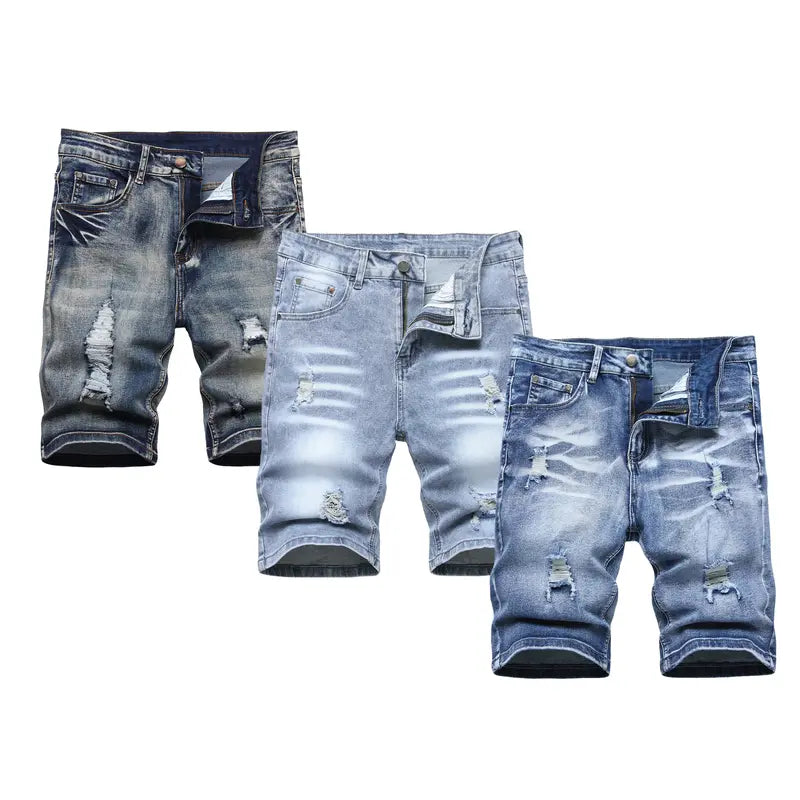 JUNBAOSS Men's Multi Pack Slim Fit Stretch Denim Shorts Ripped Skinny Jean Shorts for Men,Fashion Straight Comfort Flex Waist Short Jean