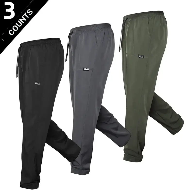 Men's 5 Piece Stylish Classic Casual Pants Set High Stretch Composite Fabric, Plain Regular Fit, Elastic Drawstring Waist, All Season Sporty Chic Clothes, Ideal for Daily Wear, Father's Day Gifts, Basics