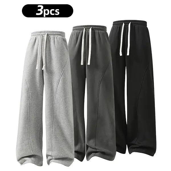 summervibes Men's Solid-Color Drawstring Pants with Curved Blade Design—relaxed fit suitable for all seasons. Street-style men's trousers perfect for everyday wear and layering. Menswear Beige daily wear pant
