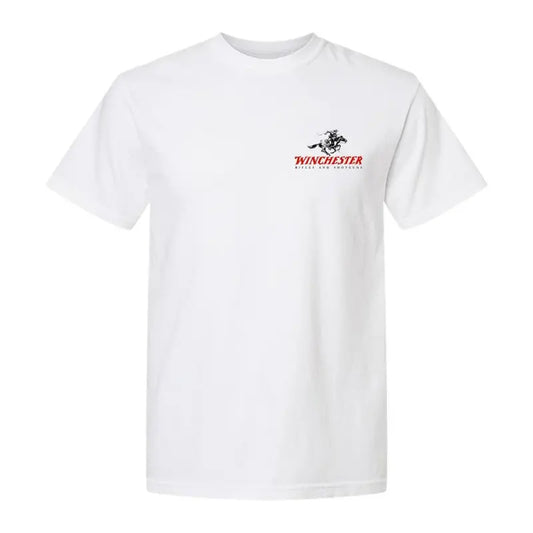Winchester Men's Cotton Short-Sleeve Round Neck Graphic Tee - Retro Classic Breathable, 1866 Ammo Box, Lever Action Rifle Prints, American Legend Hunting Wear, Male Western Clothing, Boyfriend Birthday Gift