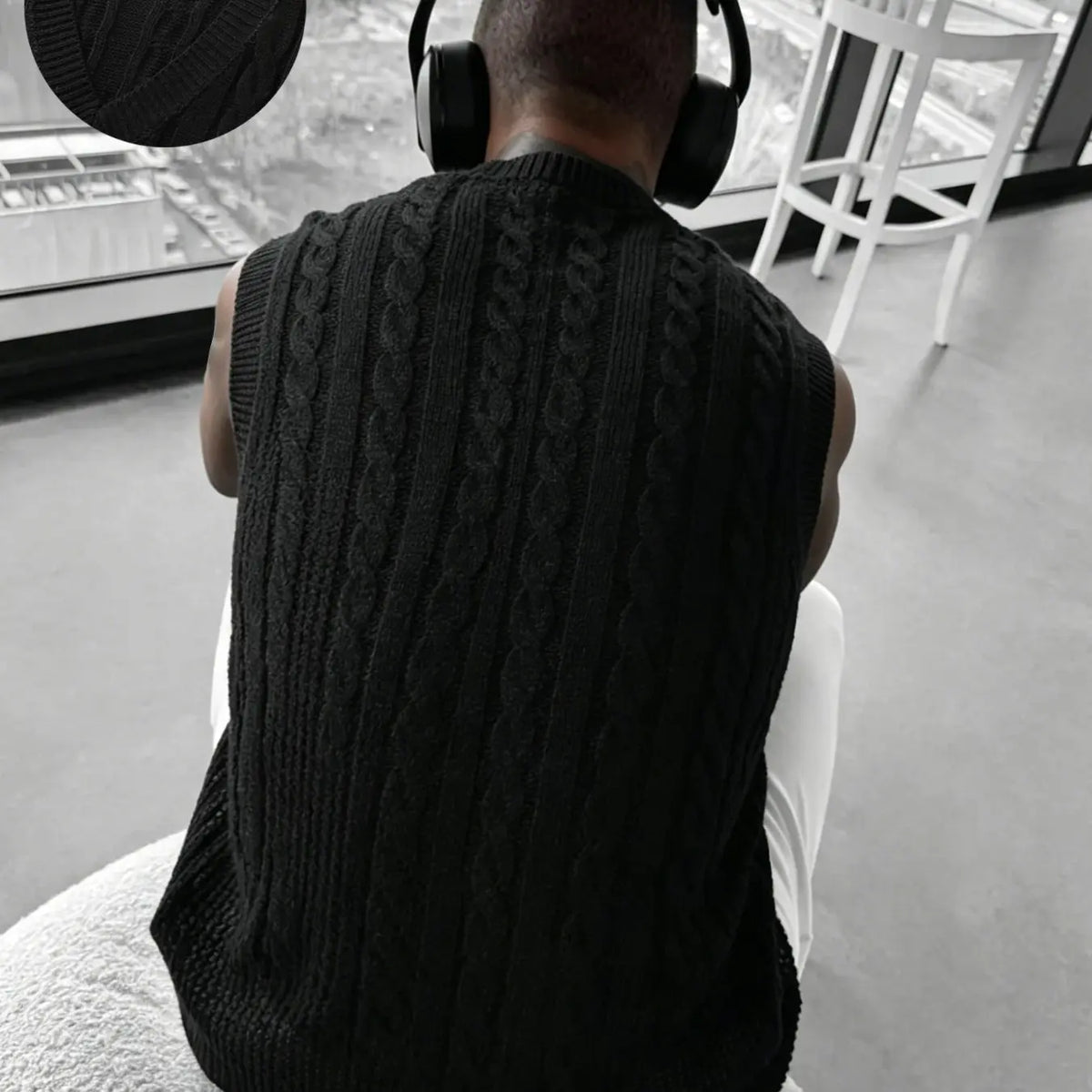 Men's Sleeveless Knit Vest, Sleeveless Vest Tops, Loose-Fitting Breathable Plaid Design, Round Neck, Casual Style, Ideal for Daily Wear and Vacation, Knitted