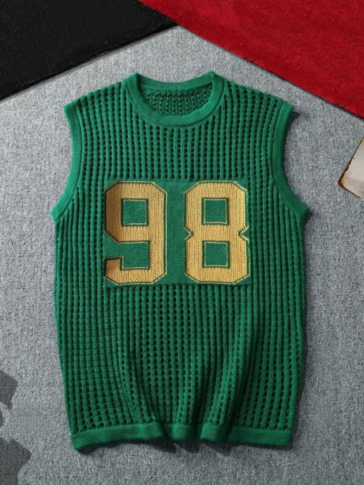 Men's Number Print Knitted Vest, Regular Fit Casual Sleeveless Crew Neck Top for Summer, Fashion Men's Clothes for Daily Wear, Knitwear