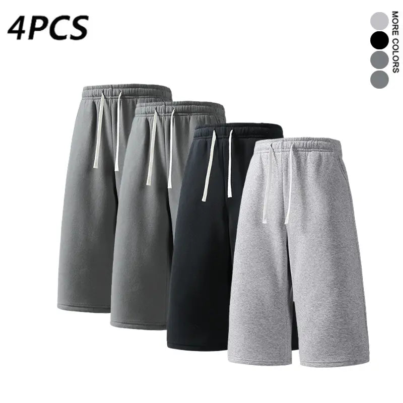 4PCS Men’s 7-Inch Casual Sweat Shorts + Free Socks, Loose Drawstring Workout Shorts, Multicolor,summervibes