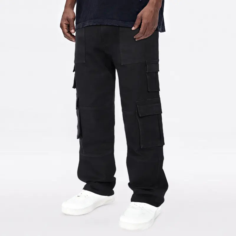 GINGTTO Men's Baggy Jeans Loose Hip Hop Wide Leg Denim Pants with Cargo Pockets